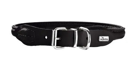 Læder rund halsbånd Elg 41-46 cm 10 mm bred sort