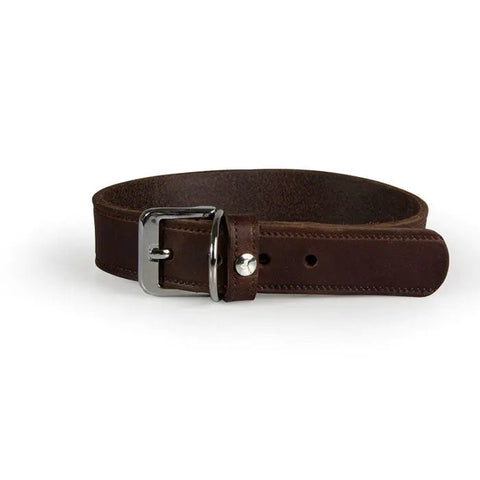 Læder halsbånd Weinheim 17-23 cm mocca bred